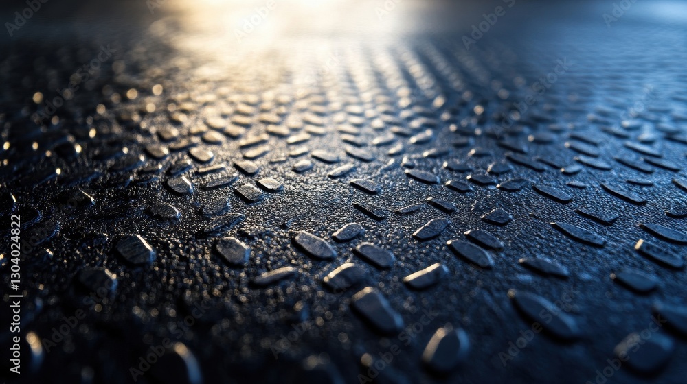 Close-up of dark textured surface with dimpled pattern. Ideal for backgrounds, textures, or industrial themes.