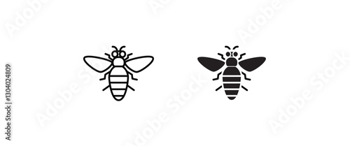 Honey bee icon. Farm animal icon button, vector, sign, symbol, logo, illustration, editable stroke, flat design style isolated on white