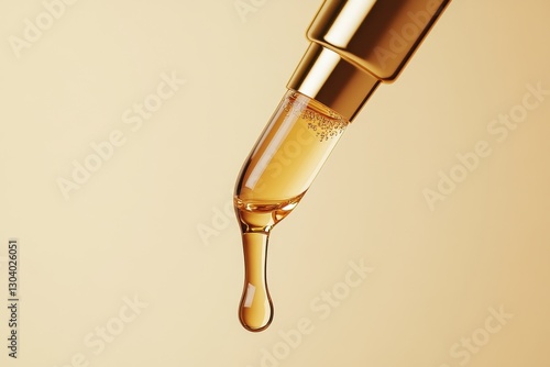 Wallpaper Mural Golden serum dropper bottle, close-up. Illustrates beauty, skincare, luxury, and elegance. Torontodigital.ca