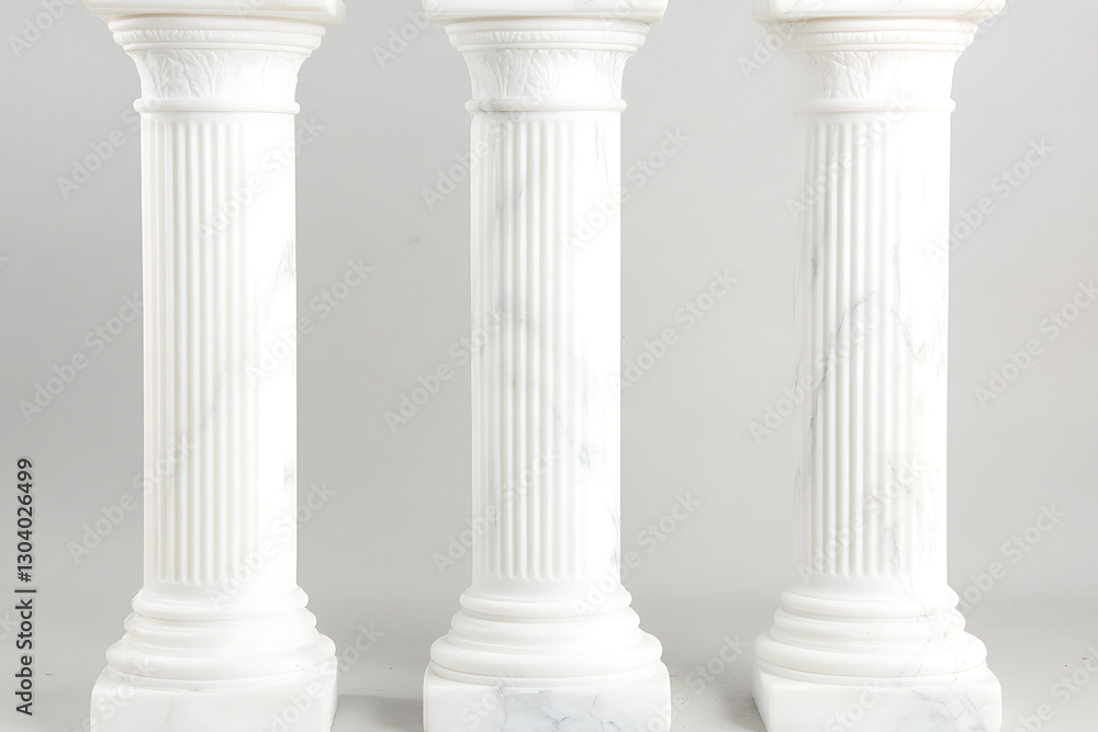 Elegant white marble columns studio display architectural features minimalist environment close-up view timeless design Elegant white marble columns studio display architectural features minimalist environment close-up view timeless design