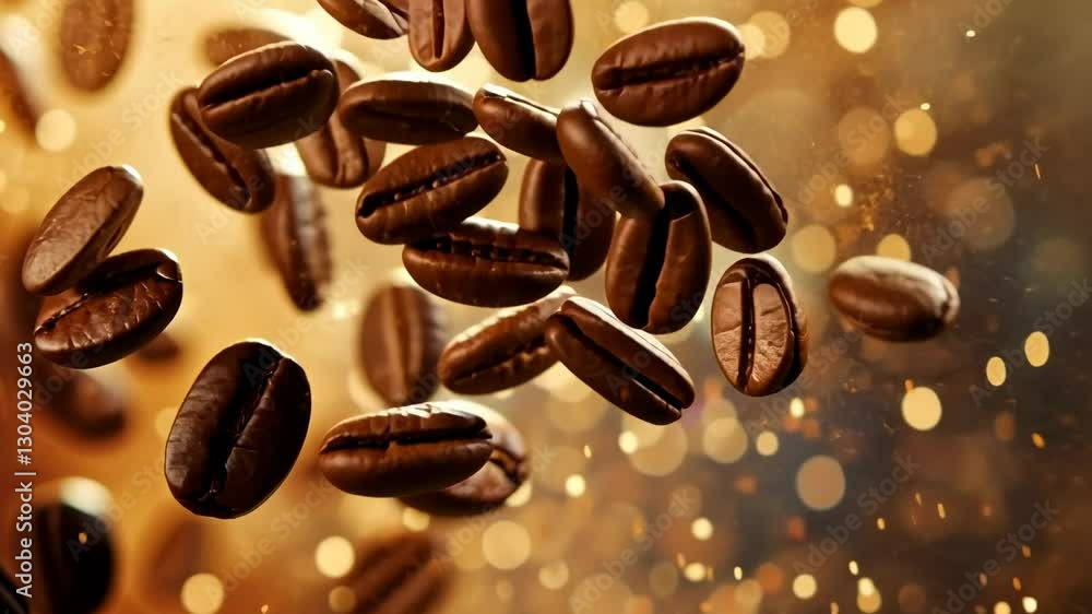 Close-up video of coffee beans mid-air with a bokeh background. Captured at a low angle, creating a dynamic and immersive visual effect. Live desktop wallpaper. Close-up video of coffee beans mid-air with a bokeh background. Captured at a low angle, creating a dynamic and immersive visual effect. Live desktop wallpaper.