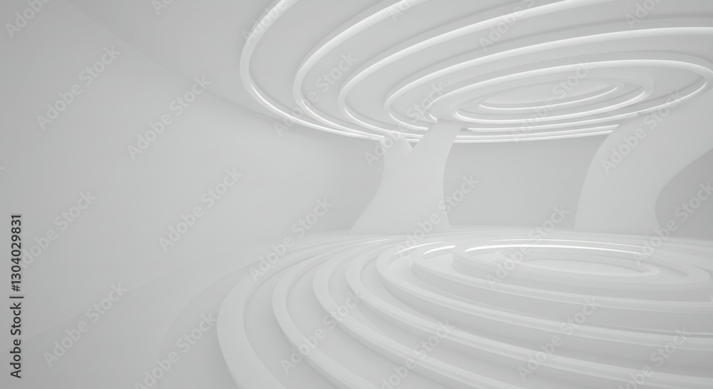 Fototapeta premium Abstract light patterns, dynamic curves, white streaks, minimalist composition, ethereal atmosphere, flowing lines, monochromatic, soft gradients, futuristic design, geometric shapes, motion blur effe