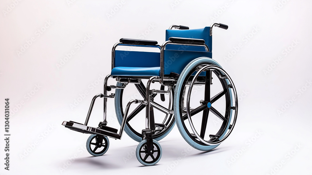 Fototapeta premium Blue Wheelchair Isolated on White Background 
