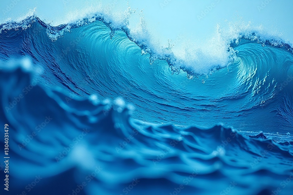 Captivating Blue Ocean Waves with Foamy White Crests in Motion Captivating Blue Ocean Waves with Foamy White Crests in Motion