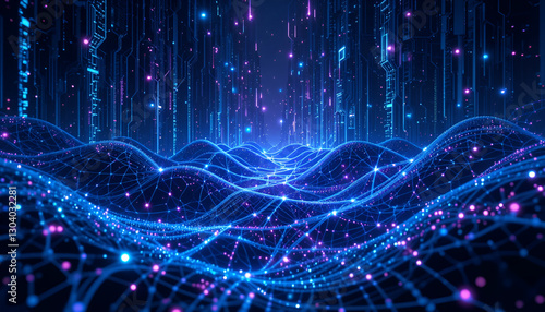 Futuristic Digital Network Landscape.