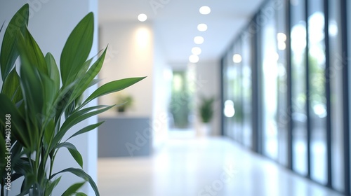 Modern office lobby with clean design, conveying simplicity and professionalism in a serene workspace.
