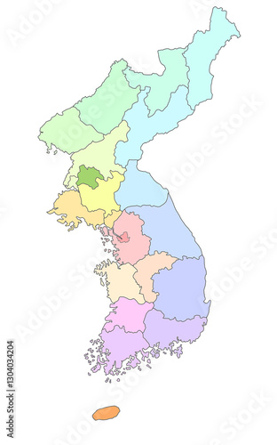 map of Korea with color map