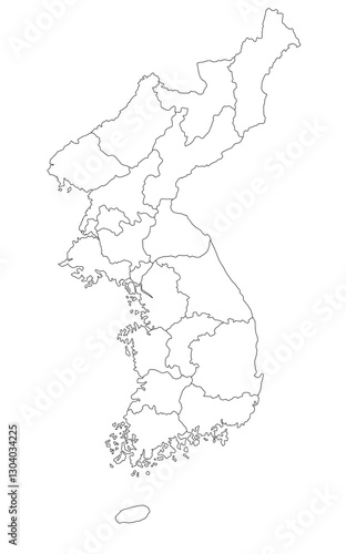 map of Korea with line map