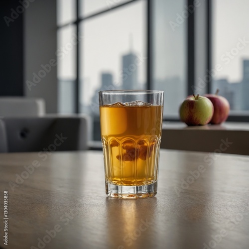 Glass of orange juice on kitchen counter. Glass of fresh apple juice on wooden table  A glass of orange juice ice cubes  glass cup with soda and a face drawn on it
