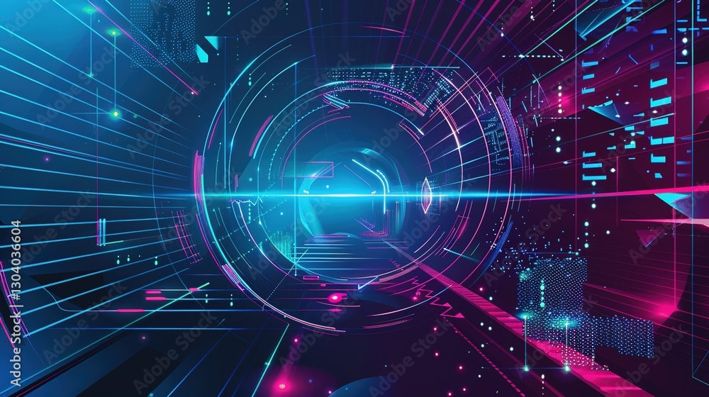 Fototapeta premium Mastering Technology - Themed Event Background Design: A Creative Odyssey