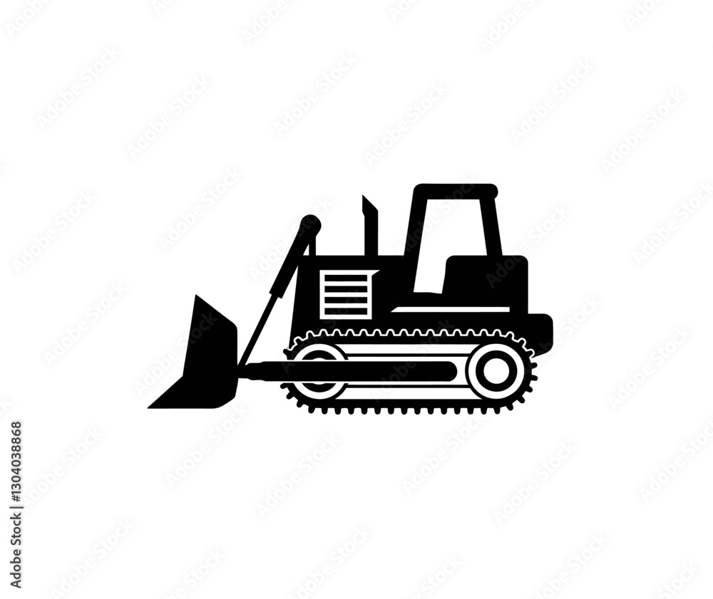 Naklejka premium Bulldozer simple icon vector in black color with white background