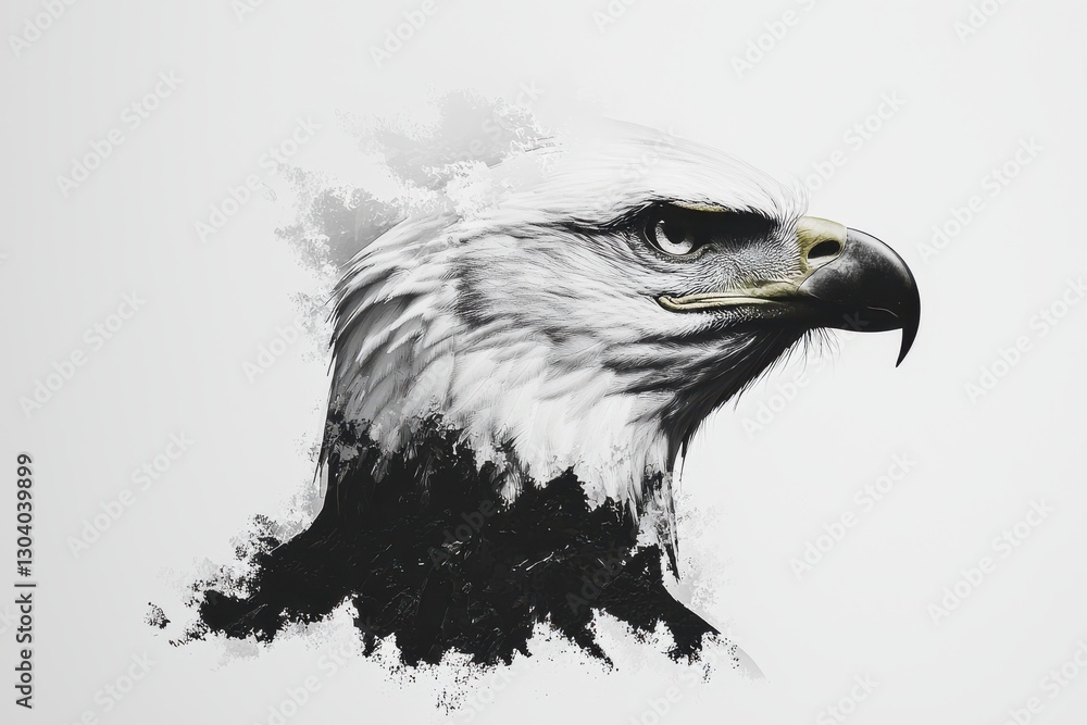 Fototapeta premium Majestic eagle portrait wildlife art digital illustration artistic environment close-up view nature concept