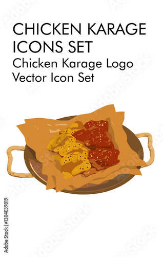 Chicken kaarage logo vector icon set 