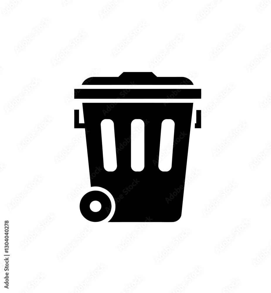 Large dustbin or trash bin icon vector in black color with white background Large dustbin or trash bin icon vector in black color with white background
