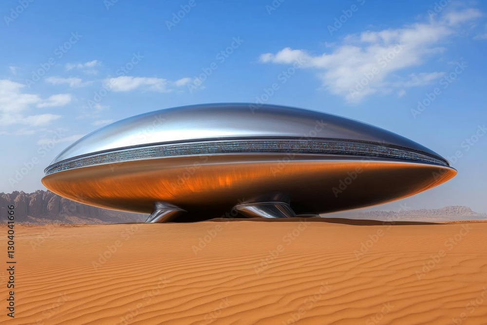 A futuristic wind-powered water station providing life-saving hydration in the desert A futuristic wind-powered water station providing life-saving hydration in the desert