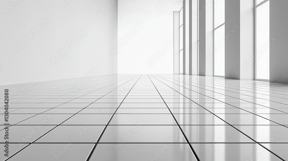 Obraz premium Empty Modern Office Corridor, Minimalist Interior