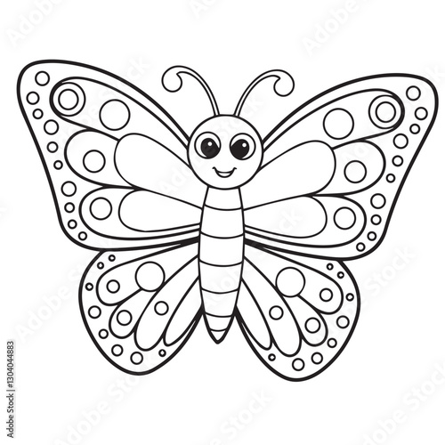 Butterfly Coloring Page Isolated for Kids
