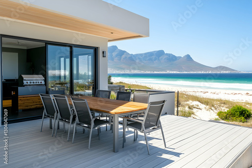 A photo of the front porch with a dining table and chairs.