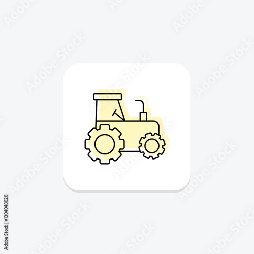 Farming Tractor color shadow thinline icon, vector, pixel perfect, illustrator file