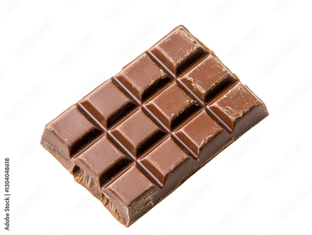 A delicious chocolate bar featuring a textured surface with rectangular segments ready for breaking, Transparent background. A delicious chocolate bar featuring a textured surface with rectangular segments ready for breaking, Transparent background.