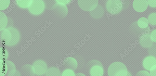Green bokeh frame, blurry background, festive decoration. Vector illustration.