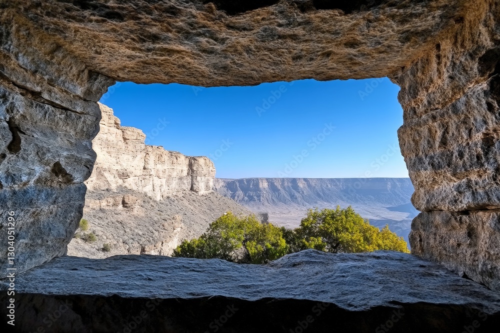 Fototapeta premium A mysterious abandoned temple hidden among towering desert cliffs