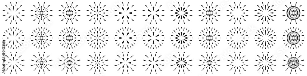 Set of creative fireworks explosion design vectors, ornament fireworks colorful design vector. Set of creative fireworks explosion design vectors, ornament fireworks colorful design vector.