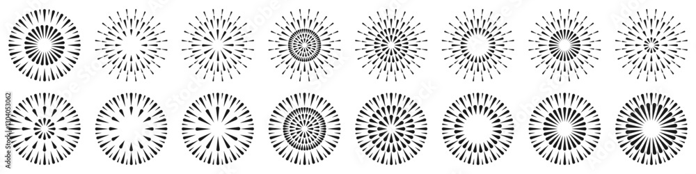 Fototapeta premium Set of creative fireworks explosion design vectors, ornament fireworks colorful design vector.