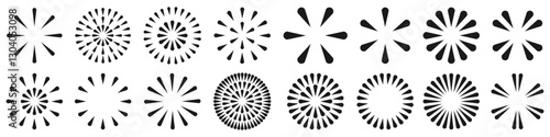 Set of creative fireworks explosion design vectors, ornament fireworks colorful design vector.
