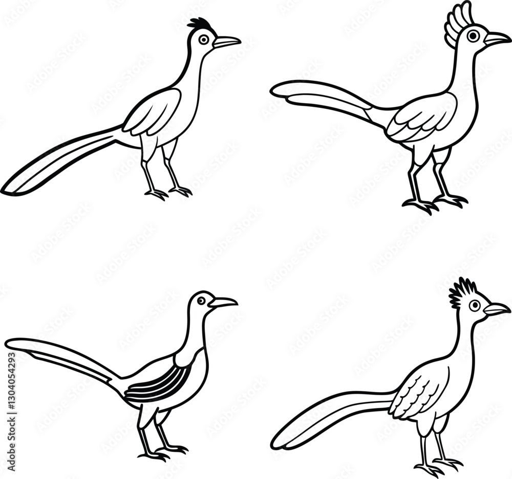 Fototapeta premium Bird Outline Illustration Set Line Art Collection of Various Birds