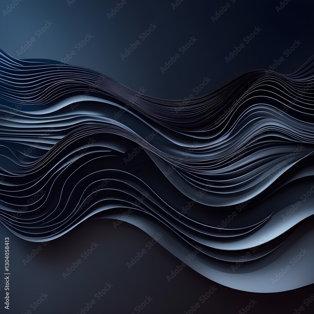 Modern web design banner and poster.Abstract illustration with black waves. Wavy dark background Generative AI Modern web design banner and poster.Abstract illustration with black waves. Wavy dark background Generative AI
