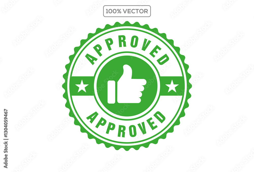 Approved green circle rubber seal stamp icon. Flat vector illustration Approved green circle rubber seal stamp icon. Flat vector illustration