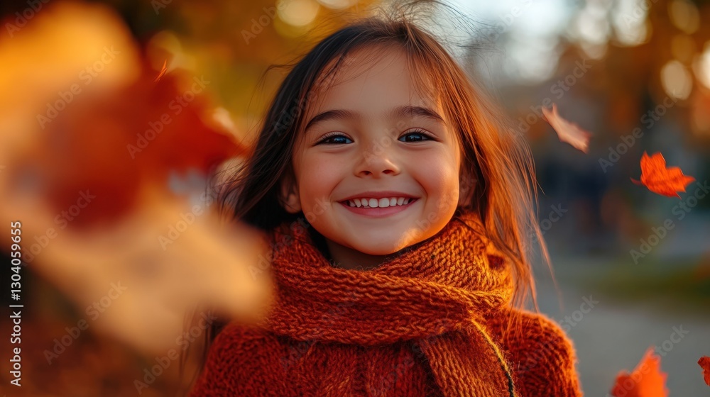 Smiling girl in autumn leaves Smiling girl in autumn leaves