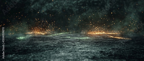 Wallpaper Mural Mystical glowing green lines illuminate dark surface during night time in a tranquil environment Torontodigital.ca