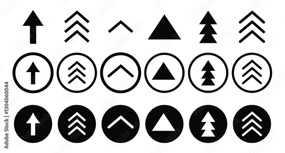 Swipe up icon set. Up arrow button symbol. Swipe Up icons for social media stories. Scroll arrow up icon sign - upload icon button, send, export icons
