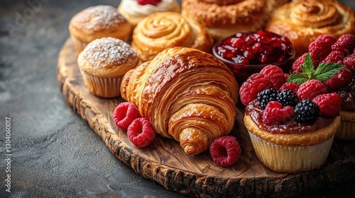 Wallpaper Mural Assorted Pastries on a Wooden Board Torontodigital.ca