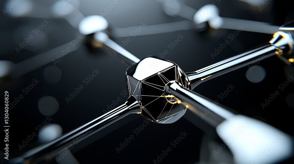 Metallic Network Structure, Dark Background Metallic Network Structure, Dark Background