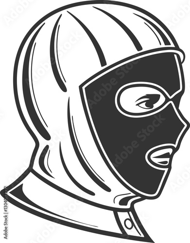 Masked Figure in Winter Headwear, Ideal for Criminal or Mystery Themes