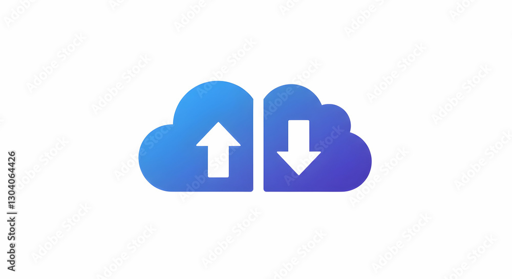 Cloud Computing with Up and Down Arrow Symbols on White Cloud Computing with Up and Down Arrow Symbols on White