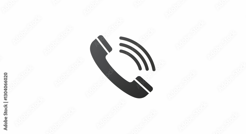 Receiving Call Icon Gray Modern Handset with Signal Waves Receiving Call Icon Gray Modern Handset with Signal Waves