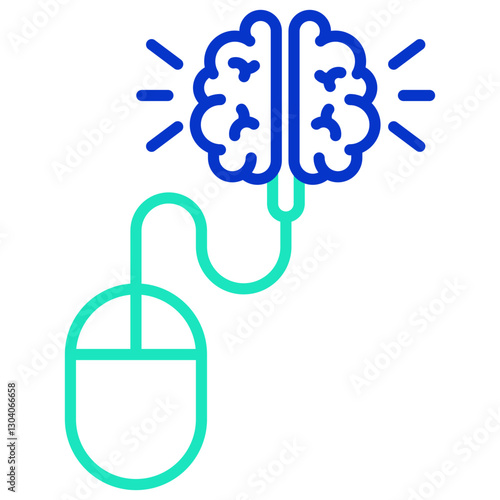 Click brain outline dual color icon
