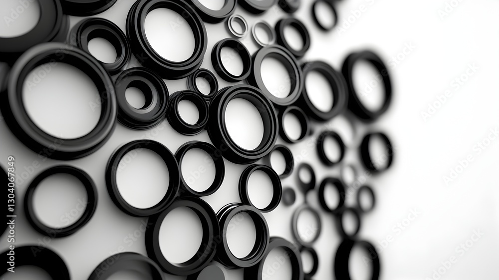 A distinctive wall decorated with numerous black circles forming an artistic pattern A distinctive wall decorated with numerous black circles forming an artistic pattern
