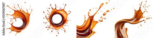 Dynamic Coffee Splash and Wave artworks with Rich Brown Hues