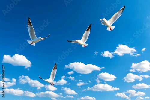 A wind turbine with birds flying around it, emphasizing the coexistence of technology and nature