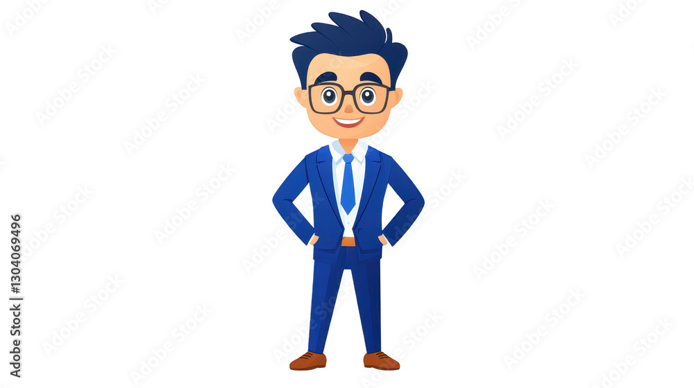 3D businessman characters in blue outfits with a heroic and professional look 3D businessman characters in blue outfits with a heroic and professional look
