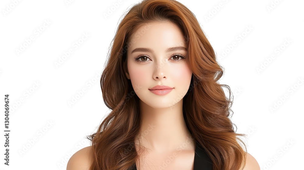 Elegant brunette woman with long flowing hair, a timeless portrait of beauty and style Elegant brunette woman with long flowing hair, a timeless portrait of beauty and style