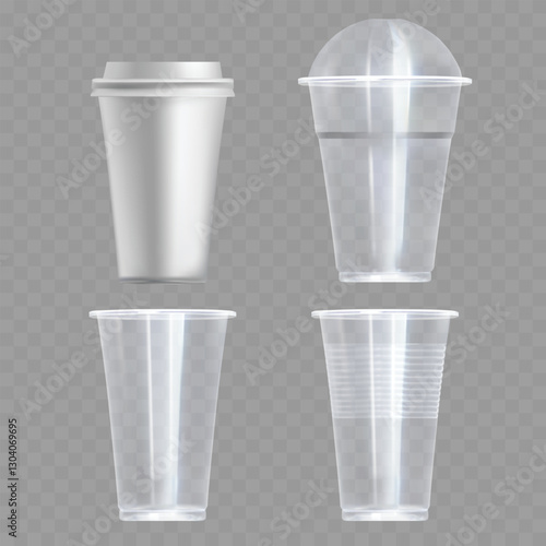 Wallpaper Mural Transparent Plastic Cups Set Realistic Mockup Collection Vector Torontodigital.ca