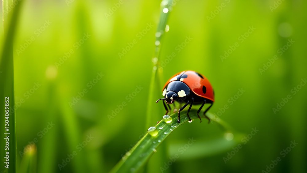 Dewy Ladybug Grass Dewy Ladybug Grass