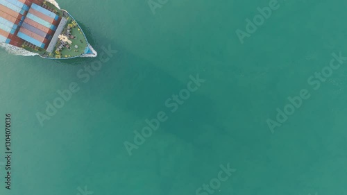 Aerial view container cargo ship transportation container for business logistics, export import or freight transportation.