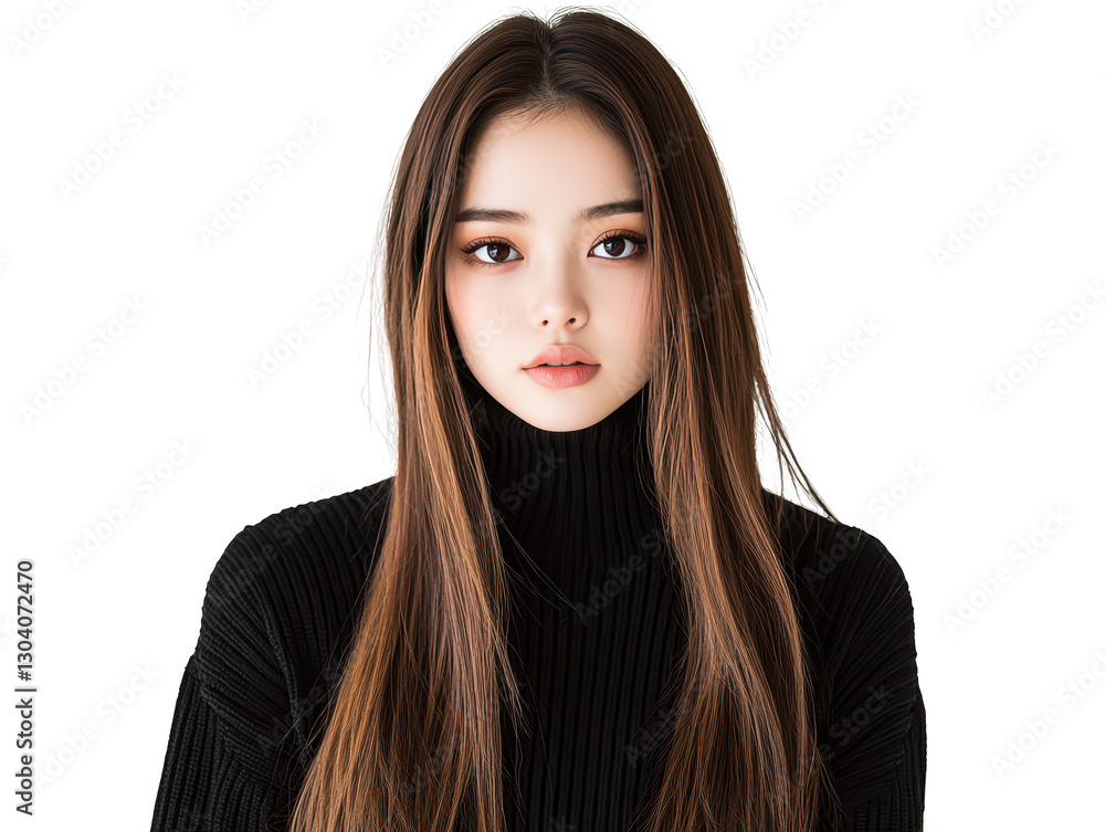 Elegant woman in black turtleneck, a timeless portrait of style and grace Elegant woman in black turtleneck, a timeless portrait of style and grace